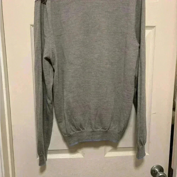 Gray and Blue Argyle V-Neck Sweater - Picture 2 of 3